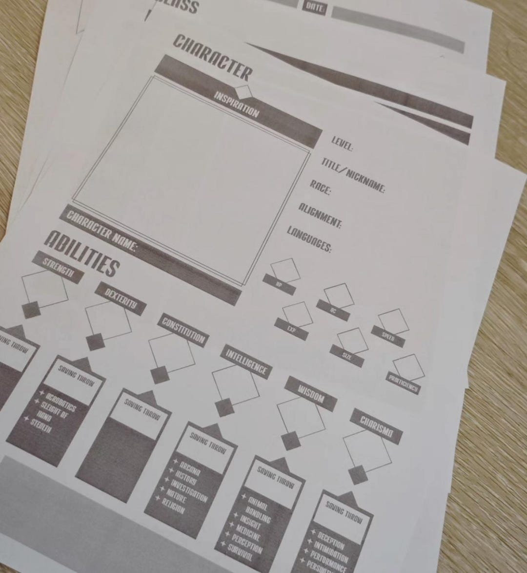 Dungeons and Dragons 5e Printable, Moduar Character Folder - Etsy