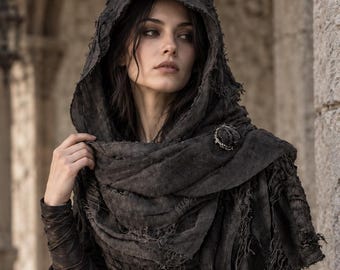 Bufanda extragrande con efecto desgastado, chal de mezcla de algodón con borde deshilachado, chal bohemio unisex para combinar en otoño e invierno.