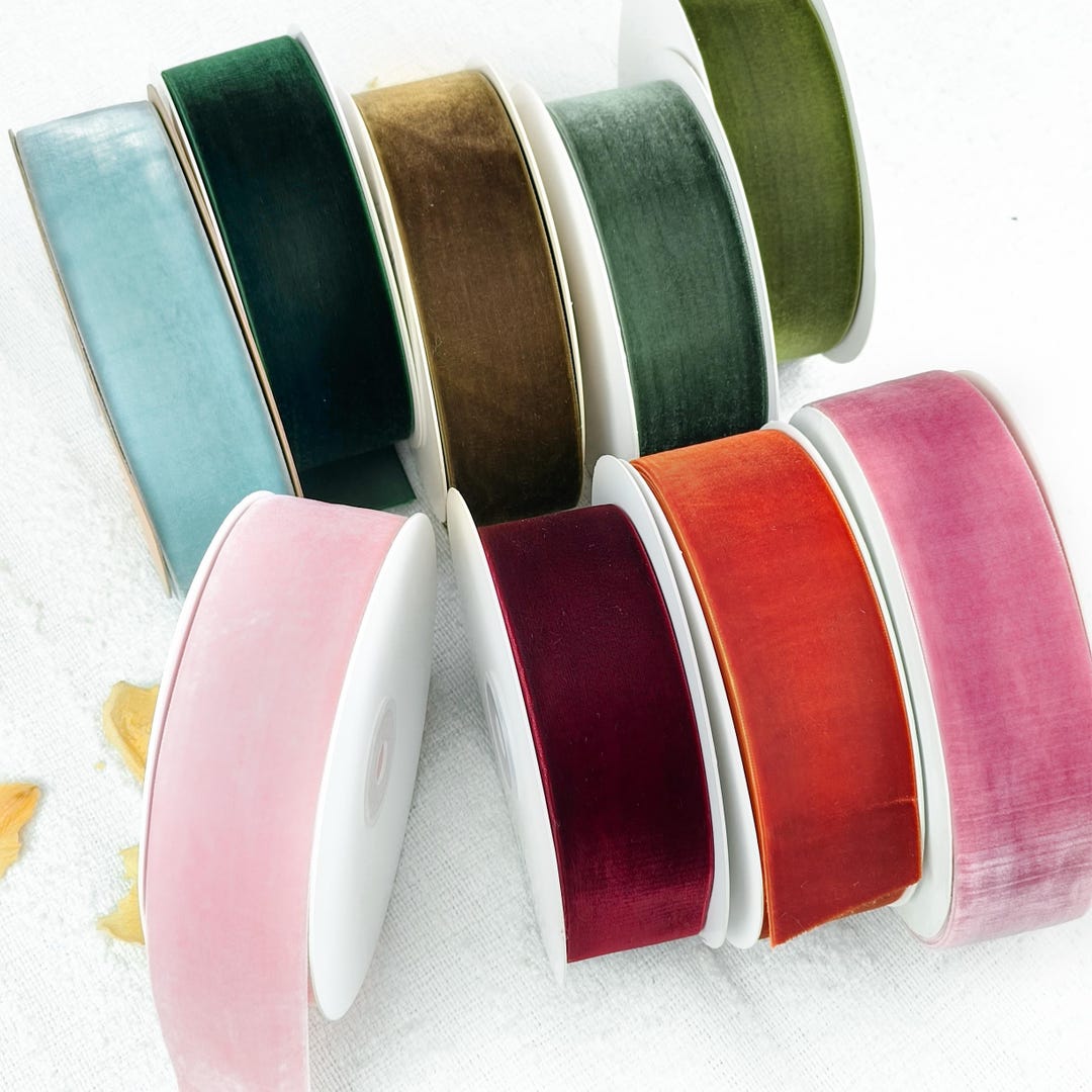 Velvet Ribbon by the Yard Soft Edge Multiple Colors for Gift Wrapping ...