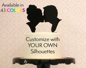 YOUR SILHOUETTES on a  Wedding Cake Topper, Silhouette Cake Topper, Custom Cake Topper, Personalized Cake Topper