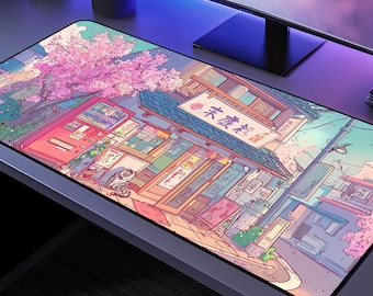 Alfombrilla de escritorio Kawaii Sakura Anime, alfombrilla de ratón con diseño de flor de cerezo japonesa