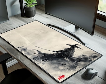 Alfombrilla de escritorio Samurai de edición limitada, alfombrilla de ratón para juegos con temática de guerrero japonés.