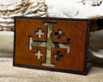 Jerusalem Cross Leather Patch | Crusader Cross  Patch | Tactical Morale Patch | chest Patch | plate carrier patch | multicam patch