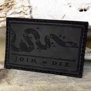 Join or Die Leather Patch | Blacked Out Morale Patch | Historic Snake Patch | Tactical leather Patch | Subdued Americana Patch