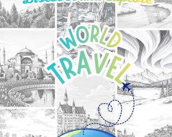 Discover & Explore World Travel Printable Coloring Book US Letter