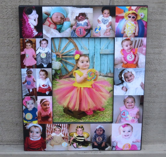 Baby Photo Collage Frame Baby S First Year Frame Etsy