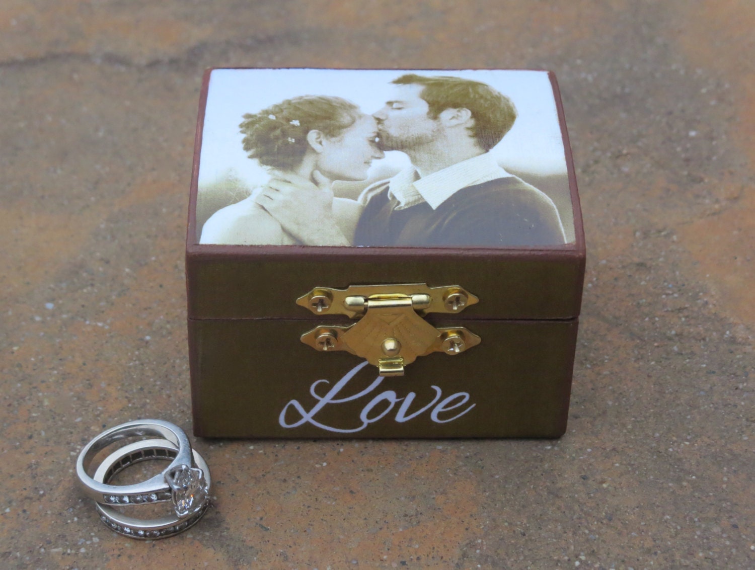 Ring Bearer Box Custom Photo Engagement Ring Keepsake Box | Etsy
