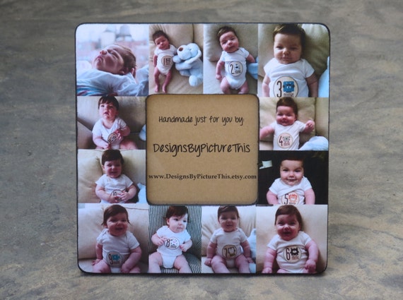 Baby S First Year Collage Frame Personalized Baby Picture Etsy