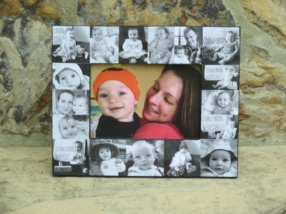Baby Photo Collage Frame Baby S First Year Personalized Etsy