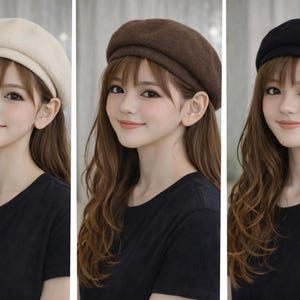 Warm Soft Cozy Knit Stylish Beret Cap - in Brown, Beige, Black