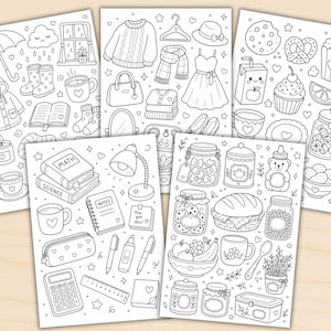 Dibujos para colorear de la vida cotidiana, lindos patrones para colorear para adultos y niños, descarga en PDF imprimible. imagen 3