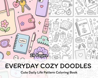 Disegni da colorare di vita quotidiana, simpatici motivi di vita quotidiana per adulti e bambini, download PDF stampabile.