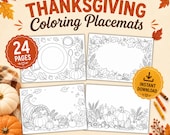 Thanksgiving Coloring Placemats Printable, Kids Holiday Table Activity Pages, Fall Dinner PDF Instant Download