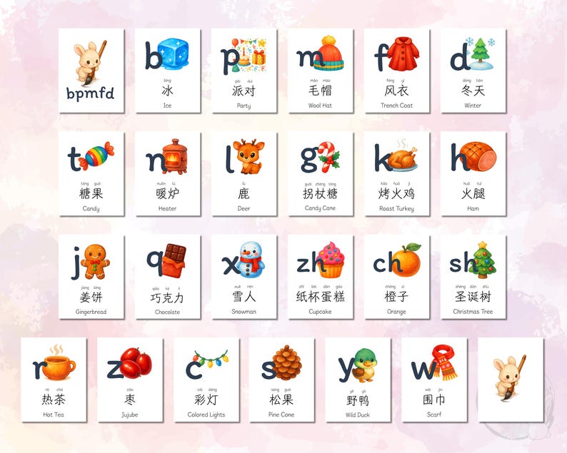 Watercolor Chinese Alphabet Flashcards | Mandarin Learning (PDF) - Etsy ...