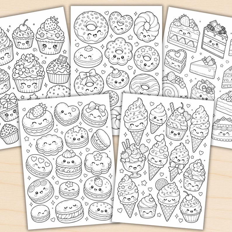 Kawaii Dessert Coloring Pages, 24 Cute Food Doodle Printables, Cupcake ...