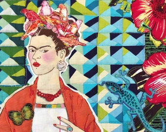 Wall hanging - Frida, Frogs and a Gecko