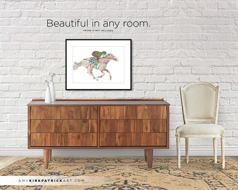 Original Art Wall Art Decor Horse Racing IN THE MONEY Pencil Drawing Greeting Cards Choose Signed Print