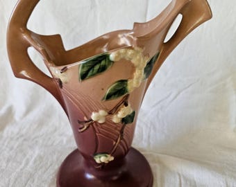 Roseville Pottery Snowberry Basket Vase