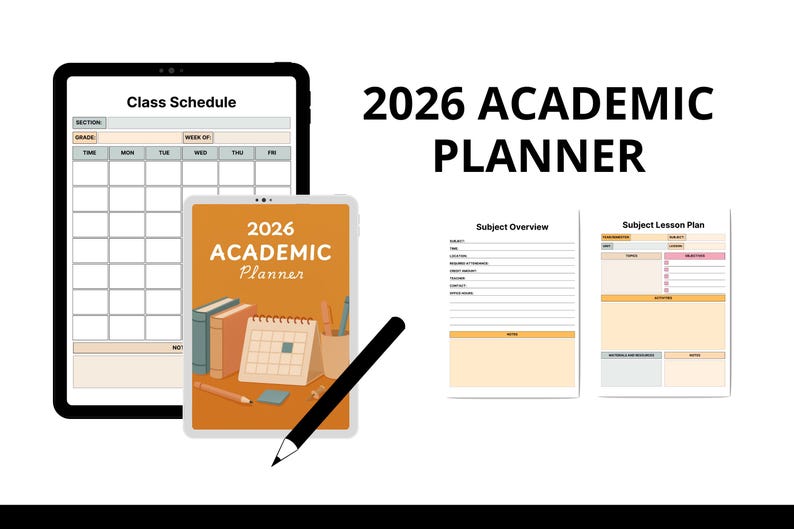 2026 Academic Planner Printable | Student Teacher Organizer (PDF ...