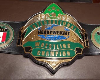 NWA International Heavyweight Wrestling Championship titelbälte 2 MM mässingsplattor, läderrem