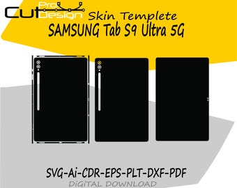 Samsung Galaxy Tab S9 Ultra 5G 2023 skin vector template skin layout skin die cuts - Samsung Tab S9 Ultra Skin cut file
