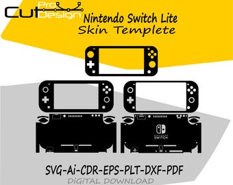 File modello vettoriale skin per Nintendo Switch Lite, layout fustellato skin, file di taglio skin per Nintendo Switch Lite