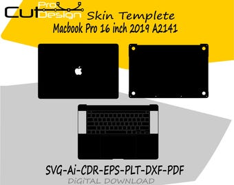 Macbook Pro 16 inch 2019 A2141 skin vector template skin layout skin die cuts - Macbook Pro 16 inch 2019 A2141 Skin cut file