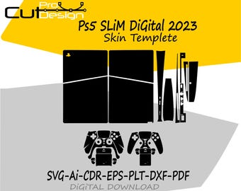 Modello skin digitale Ps5 Slim 2023, vettore, fustelle, file di taglio skin, layout skin, file di fustelle skin, svg - File di taglio skin digitale Ps5 Slim