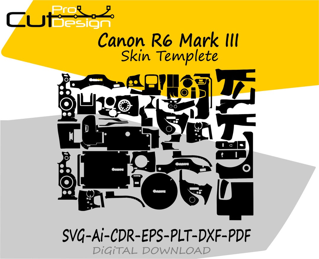 Hypronic R6 Vector Canon R6 Mark III Skin Vector Template Skin Layout Skin Die Cuts ...