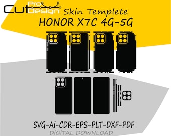 Honor X7c 4G 5G skin vector template skin layout skin die cuts - Honor X7c 4G 5G Skin cut file - Honor X7c 4G 5G SVG CUT FILE