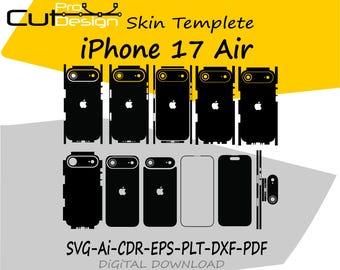 iPhone 17 Air skin vector sjabloon skin lay-out skin stansen - iPhone 17 Air Skin snijbestand - iPhone 17 Air SVG SNIJBESTAND