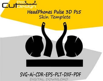 HeadPhones Pulse 3D PS5 skin vector template skin layout skin die cuts - HeadPhones Pulse 3D PS5 Skin cut file
