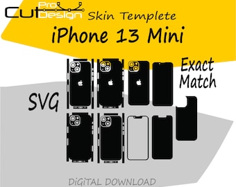 iPhone 13 Mini Skin-Vektorvorlage, Skin-Layout, Skin-Stanzteile - iPhone 13 Mini Skin-Schnittdatei - iPhone 13 Mini SVG-Schnittdatei