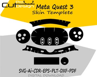 File modello vettoriale skin Meta Quest 3 Layout fustellato skin File di taglio skin Meta Quest 3