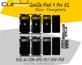 Google Pixel 9 Pro 5G Skin template vector file skin die cut layout - Google Pixel 9 Pro 5G SKin cut file