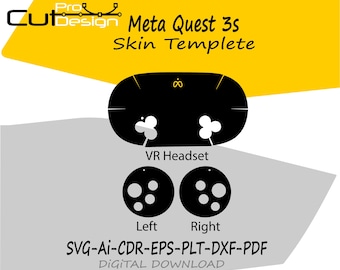 Meta Quest 3S VR Headset 2024 skin vector template skin layout skin die cuts file svg skin Cricut Silhouette