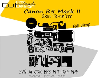 modello skin canon R5 Mark 2 canon r5ii file di taglio skin vettoriale layout skin fustelle file svg skin - modello skin canon r5 mark II