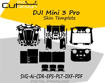 Dji mini 3 pro Skin Template Vector file template skin die cut skin layout file svg skin - DJI Mini 3 Pro Skin cut file.