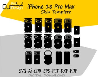 iPhone 18 Pro Max Skin-Vektorvorlage, Skin-Layout, Skin-Stanzteile - iPhone 18 Pro Max Skin-Schnittdatei - iPhone 18 Pro Max SVG-Schnittdatei