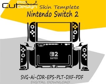 Modello vettoriale skin Nintendo Switch 2 2025, layout skin, fustelle skin - File di taglio skin Nintendo Switch 2 - File di taglio SVG Nintendo Switch 2