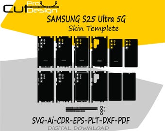 Modello skin vettoriale per Samsung Galaxy S25 Ultra 5G, layout skin, fustelle file svg skin - File di taglio skin S25 Ultra 5G