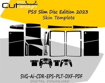 PS5 Slim Disc Edition 2023 skin vector sjabloon skin stansen skin lay-out skin stansen bestand - PS5 Slim Disc Edition Skin snijbestand