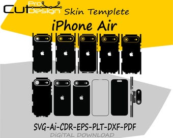 Modello vettoriale skin per Apple iPhone Air, layout skin, fustelle skin - File di taglio skin per Apple iPhone Air - FILE DI TAGLIO SVG per Apple iPhone Air
