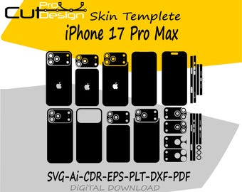 iPhone 17 Pro Max skin vector template skin layout skin die cuts file svg skin - iPhone 17 Pro Max skin cut file