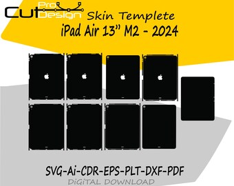 Modello skin per iPad Air 13 M2 2024, layout skin vettoriale, fustelle, file svg skin - File di taglio skin per iPad Air 13 M2