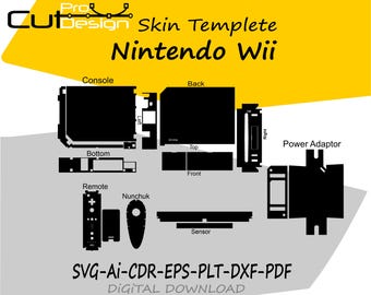 Nintendo Wii Skin vector template file skin die cut layout - Nintendo Wii Skin cut file - Nintendo Wii SVG cut file