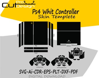 File modello vettoriale skin PS4, layout fustellato skin PS4, modello skin PS4 slim, file di taglio skin PS4 SVG, file di taglio PS4 Svg