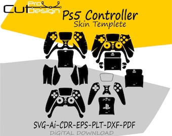 Modello skin per controller Playstation PS5, layout skin vettoriale, file di fustelle per skin in formato svg, layout skin per controller PS5, file di taglio skin - controller PS5