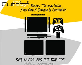 Xbox One X Console & Controller skin vector sjabloonbestand skin stans lay-out SVG - Xbox One X Console skin snijbestand