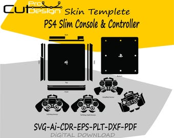 File modello vettoriale skin PS4 slim, layout fustellato skin - modello skin PS4 slim - file di taglio skin PS4 slim - file di taglio SVG PS4 slim